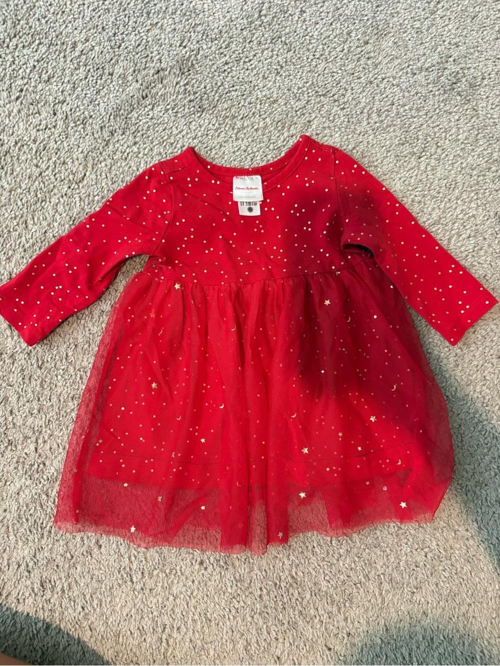 Hanna Andersson Red Long-Sleeve Tulle Star Dress